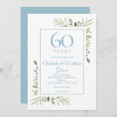 おしゃれな60周年グリーン 招待状 (正面/裏面)