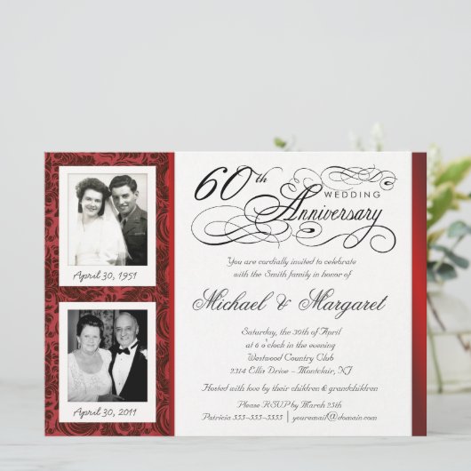 おしゃれな60周年記念招待状 - 当時と現在 招待状 (スタンド正面)