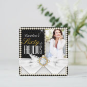 おしゃれな60歳の写真付ダイヤモンド宝石バースデー 招待状 (スタンド正面)