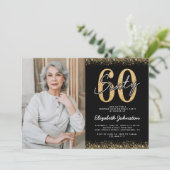 おしゃれな60歳の誕生日フォト招待状 招待状 (スタンド正面)