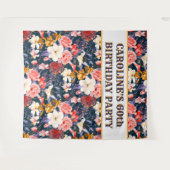 おしゃれな60歳の誕生日フラワーバックドロップ タペストリー (正面(横))