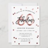 おしゃれな60歳の誕生日 | モダン ローズゴールド ブラッシュド バースデー 招待状 (正面)