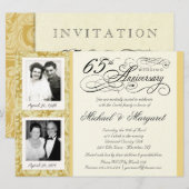 おしゃれな65周年記念招待状 - 当時と現在 招待状 (正面/裏面)