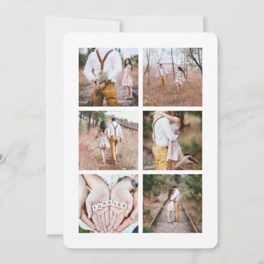 おしゃれな7枚写真のカップル ウェディングシャワーポップなモダンスクリプト 招待状 (裏面)