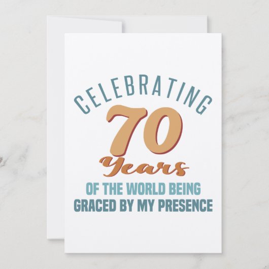 おしゃれな70歳の誕生日への態度 カード (正面)