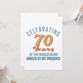 おしゃれな70歳の誕生日への態度 カード (正面/裏面インサイチュ)