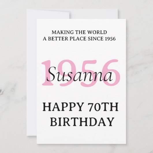 おしゃれな70歳の誕生日サプライズギフト 招待状 (正面)