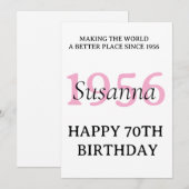 おしゃれな70歳の誕生日サプライズギフト 招待状 (正面/裏面)