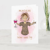 おしゃれな70歳 Funny+70+お誕生日おめでとう  カード (正面)