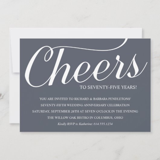 おしゃれな75周年結婚記念日パーティー招待状 招待状 (正面)