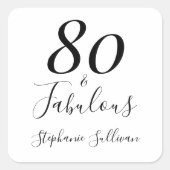 おしゃれな80歳のお誕生日おめでとう スクエアシール (正面)