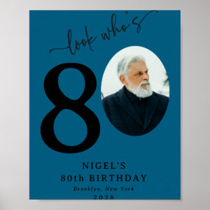 おしゃれな80歳の誕生日おめでとう "Funny Look Whos 80" ポスター