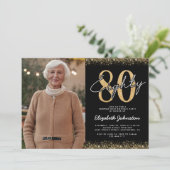 おしゃれな80歳の誕生日フォト招待状 招待状 (スタンド正面)