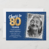 おしゃれな80歳の誕生日フォト招待状 招待状 (正面)