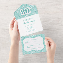 おしゃれな80歳の誕生日招待状 オールインワン招待状