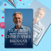 おしゃれな80歳の誕生日男性写真お祝い 招待状