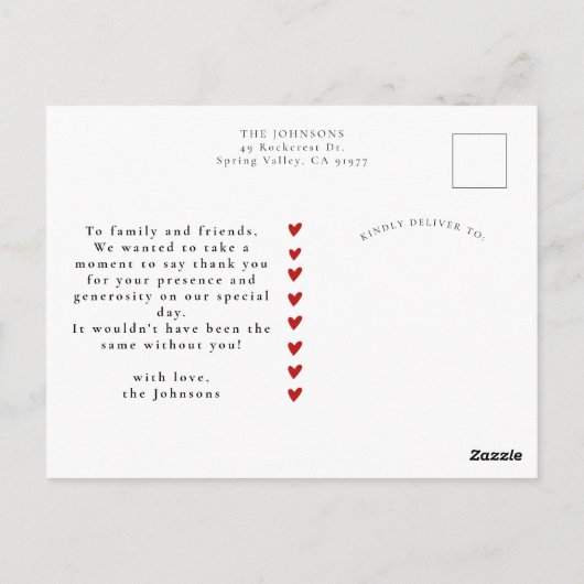 おしゃれな9枚の写真コラージュ 現代のベビーシャワー感謝メッセージカード ポストカード (裏面)