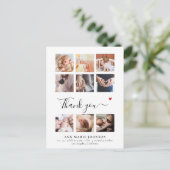 おしゃれな9枚の写真コラージュ 現代のベビーシャワー感謝メッセージ ポストカード (スタンド正面)