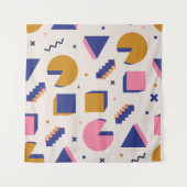 おしゃれな90年代メンフィス幾何学模様のシームレスパターン。ヴィン タペストリー (正面)