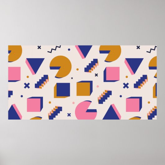 おしゃれな90年代メンフィス幾何学模様のシームレスパターン。ヴィ ポスター (正面)