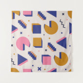 おしゃれな90年代メンフィス幾何学模様シームレスパターン。ヴィン タペストリー (正面(横))