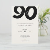 おしゃれな90歳の誕生日招待状 - シンプルなデザイン 招待状 (スタンド正面)