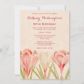 おしゃれな90歳の誕生日 春のクロッカス 招待状 (裏面)