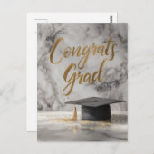 おしゃれな「おめでとう、卒業!」のデザイン(卒業帽付き) ポストカード (正面/裏面)