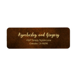 おしゃれな エレガント ダークブラウン テクスチャー ゴールドアクセント ラベル