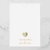 おしゃれな エレガント ライトブルー & ゴールド ハート フォト カップル 箔招待状 (裏面)