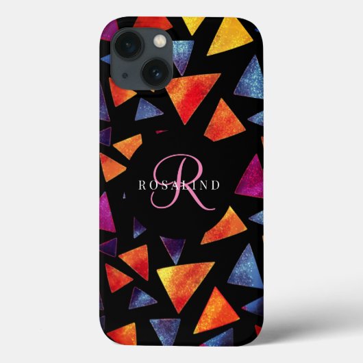 おしゃれな カラフルな 三角形の模様のモノグラム Case-Mate iPhoneケース (裏面)