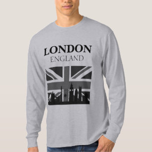 おしゃれな クール ブラック グレー ロンドン ユニオンジャック Tシャツ