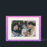 おしゃれな グラム パープル ゴールド 水玉模様 個人写真 シーズンカード<br><div class="desc">かわいい おしゃれな ピンクとパープルのオンブレ ゴールド 水玉模様 ホリデー カード</div>