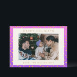 おしゃれな グラム パープル ゴールド 水玉 写真 シーズンカード<br><div class="desc">かわいい おしゃれな ピンクとパープルのオンブレ ゴールド 水玉模様のホリデーカード</div>