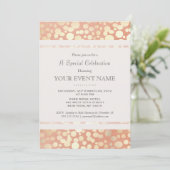 おしゃれな スタイリッシュな 偽のゴールドの箔の円とピーチ色のリネン 招待状 (スタンド正面)