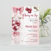 おしゃれな チェリーオントップ ボウ コックテール ブライダルシャワー 招待状 (スタンド正面)