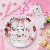 おしゃれな チェリーボウカクテル サマーブライダルシャワー ペーパープレート (パーティー)