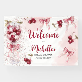 おしゃれな チェリーボウカクテル サマーブライダルシャワー 横断幕