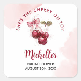 おしゃれな チェリーボウコクテル サマーブライダルシャワー スクエアシール