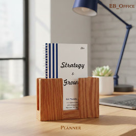 おしゃれな ネイビーブルー×ホワイト ストライプ オーダーメイド ビジネス プランナー手帳