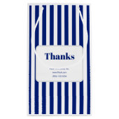 おしゃれな ネイビーブルー 縦ストライプ ビジネス スモールペーパーバッグ (裏面)