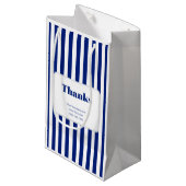 おしゃれな ネイビーブルー 縦ストライプ ビジネス スモールペーパーバッグ (正面アングル)