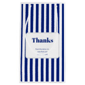 おしゃれな ネイビーブルー 縦ストライプ ビジネス スモールペーパーバッグ (正面)