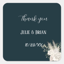 おしゃれな ネイビー 白 花 ステッカー