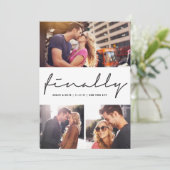 おしゃれな「ファイナリー」結婚式デザイン3枚写真 セーブザデート (スタンド正面)