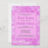 おしゃれな フリル ピンク スイート16 招待状 (正面)