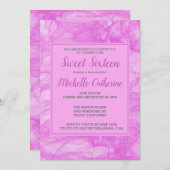 おしゃれな フリル ピンク スイート16 招待状 (正面/裏面)