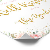 おしゃれな ブライズ ピンク 花の ウェルカムメッセージ ポスター (角)