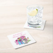 おしゃれな ブライダルシャワーのギフト Champagne Roses スクエアペーパーコースター (インサイチュ)