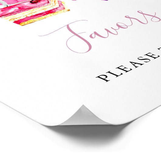 おしゃれな ブライダルシャワー ティーパーティー ピンク 水彩 ポスター (角)